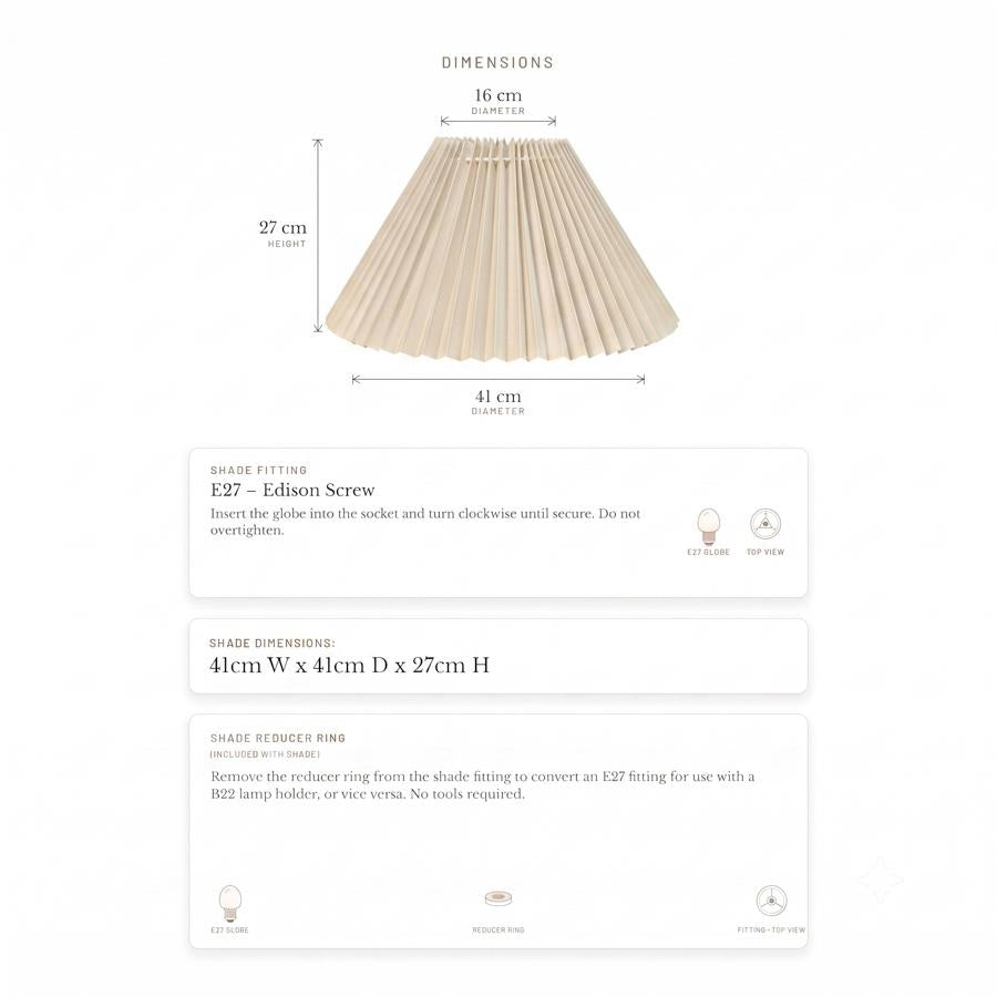 Anya Pleated Empire Shade - Medium Off White