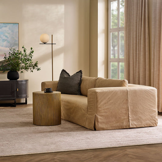 Pomona 3 Seater Sofa - Cappuccino Cream Leather - OUTLET NSW