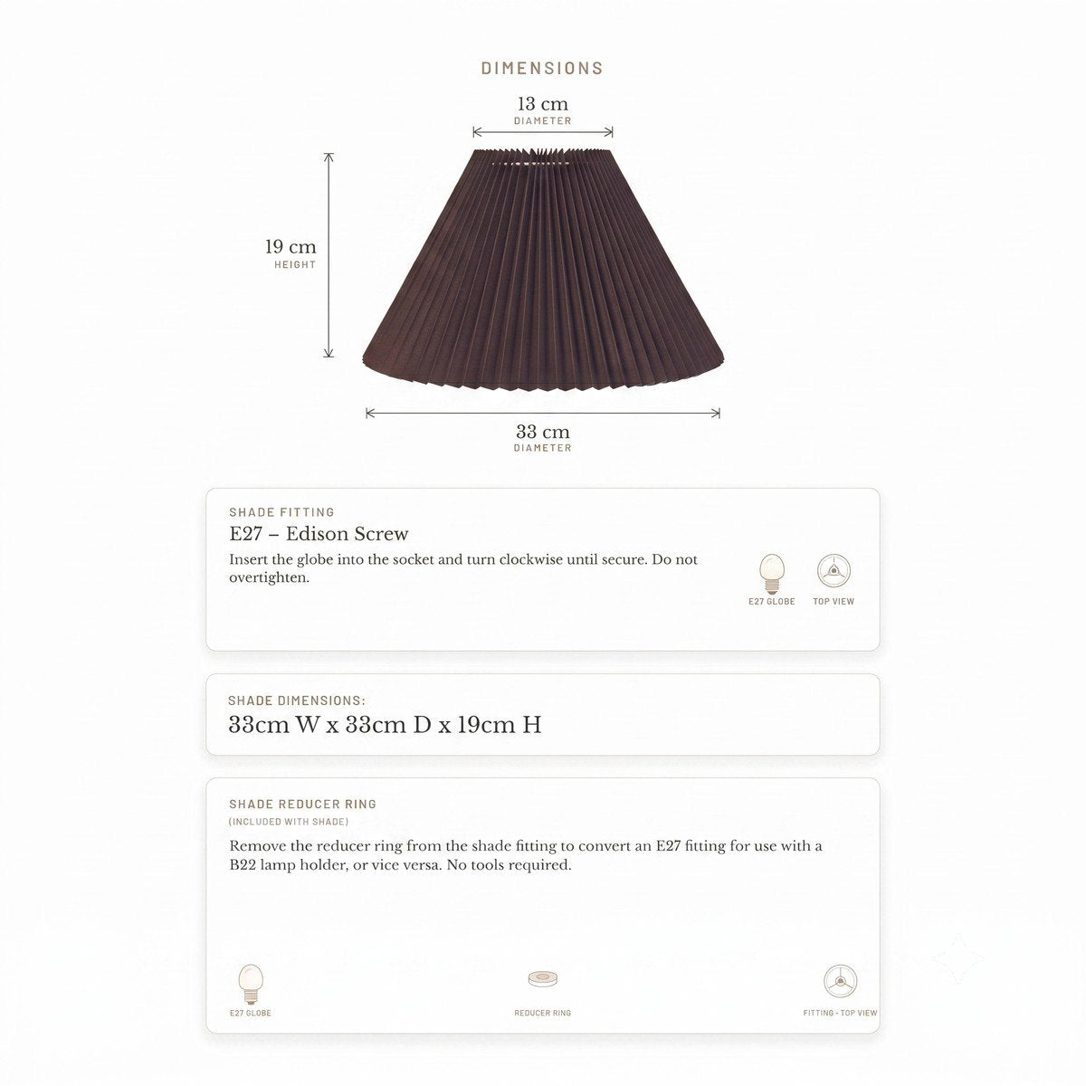 Anya Pleated Empire Shade - Small Espresso