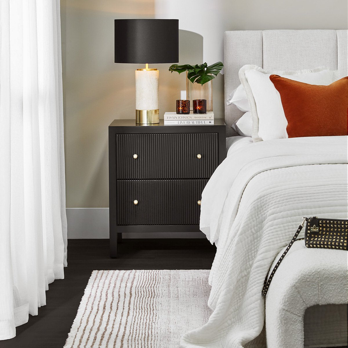 Ariana 67x76cm Bedside Table - Black