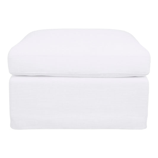 Birkshire Slip Cover Ottoman - White Linen