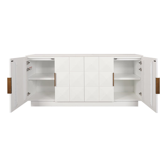 Benedict 170cm White Oak Buffet - White Marble