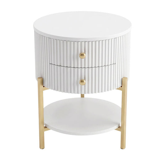 Aimee 45x55cm Round Bedside Table - White