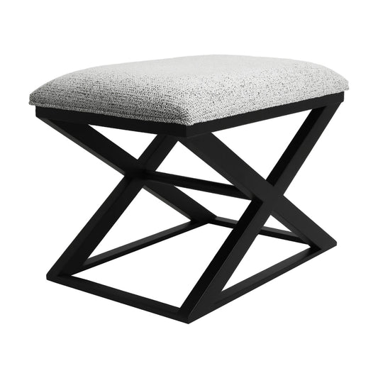 Spencer Black Timber Stool - Salt & Pepper
