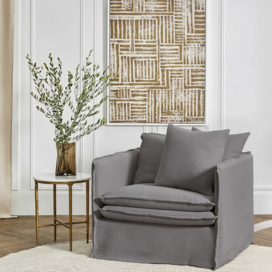 Palm Beach Slip Cover Arm Chair - Slate Grey Linen