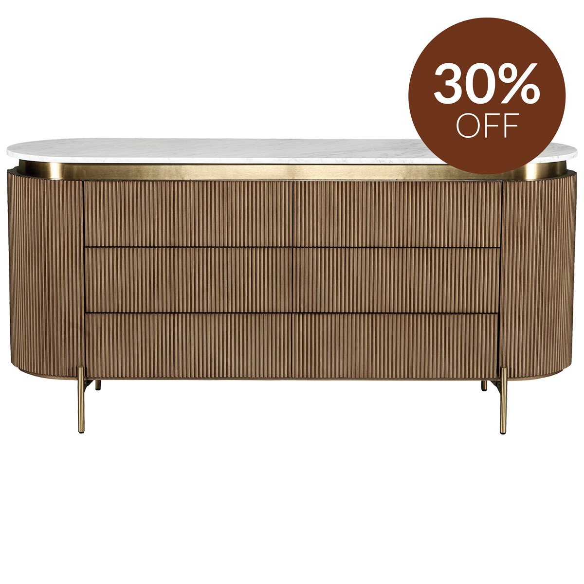 Demarco 6 Drawer Chest - Antique Gold