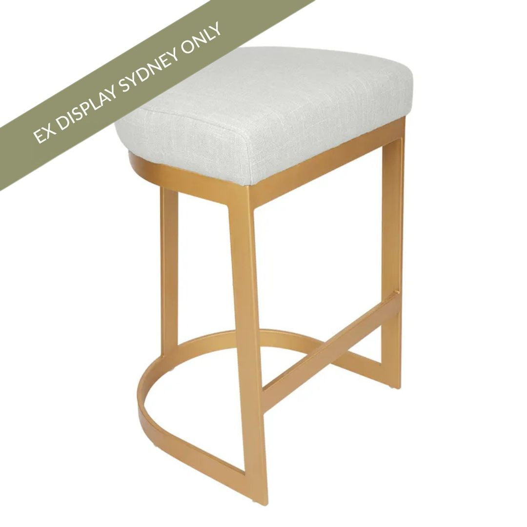 Brooke Brass Kitchen Stool - Natural Linen – view 5