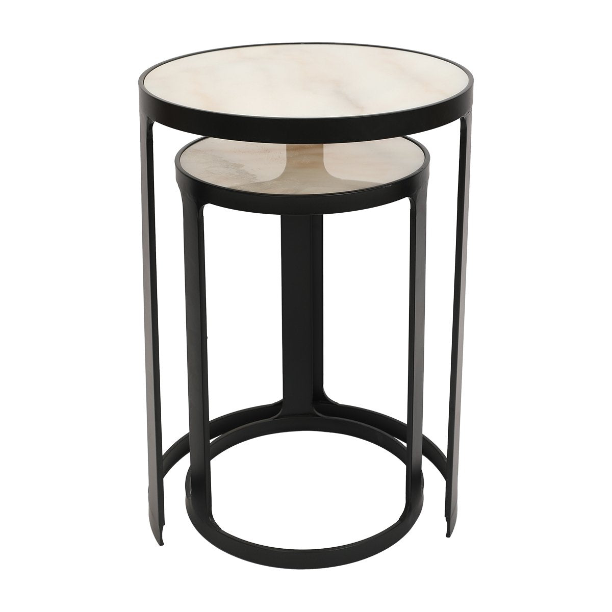Isabelle Marble Nesting Side Tables - Black
