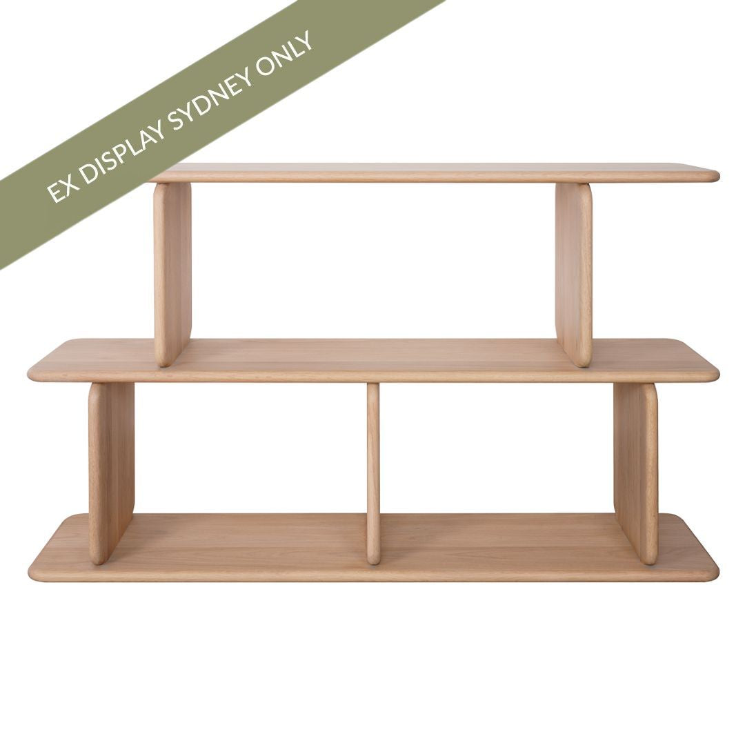 Tudor 160x100cm Oak Shelving Unit - 2 Tier Natural - OUTLET NSW