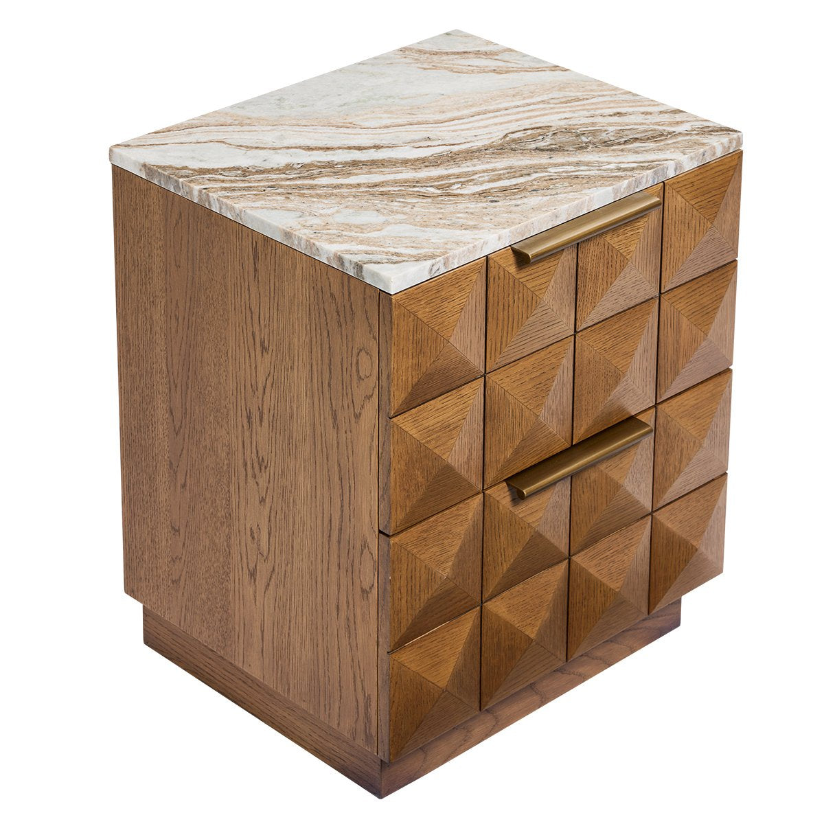 Benedict Walnut Bedside Table - River Brown Marble