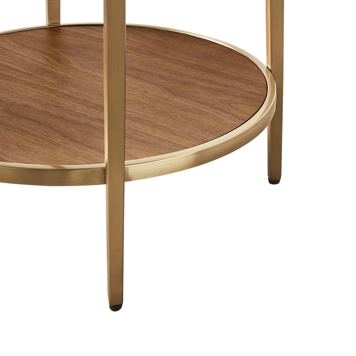 Chloe Glass and Timber Side Table - Gold