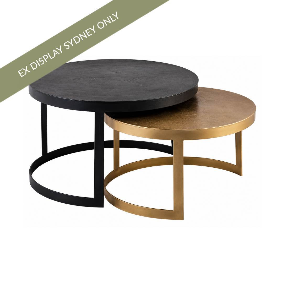 Prescott Nesting Coffee Tables - Black Bronze and Antique Brass - OUTLET NSW