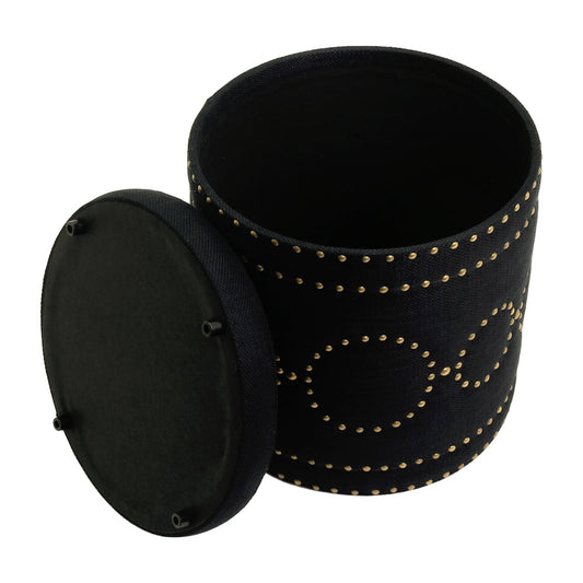 Bradshaw Round Storage Stool - Black Linen