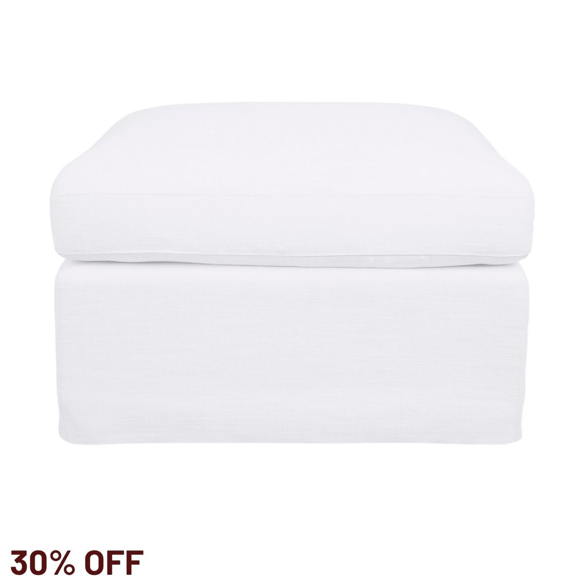 Birkshire Slip Cover Ottoman - White Linen