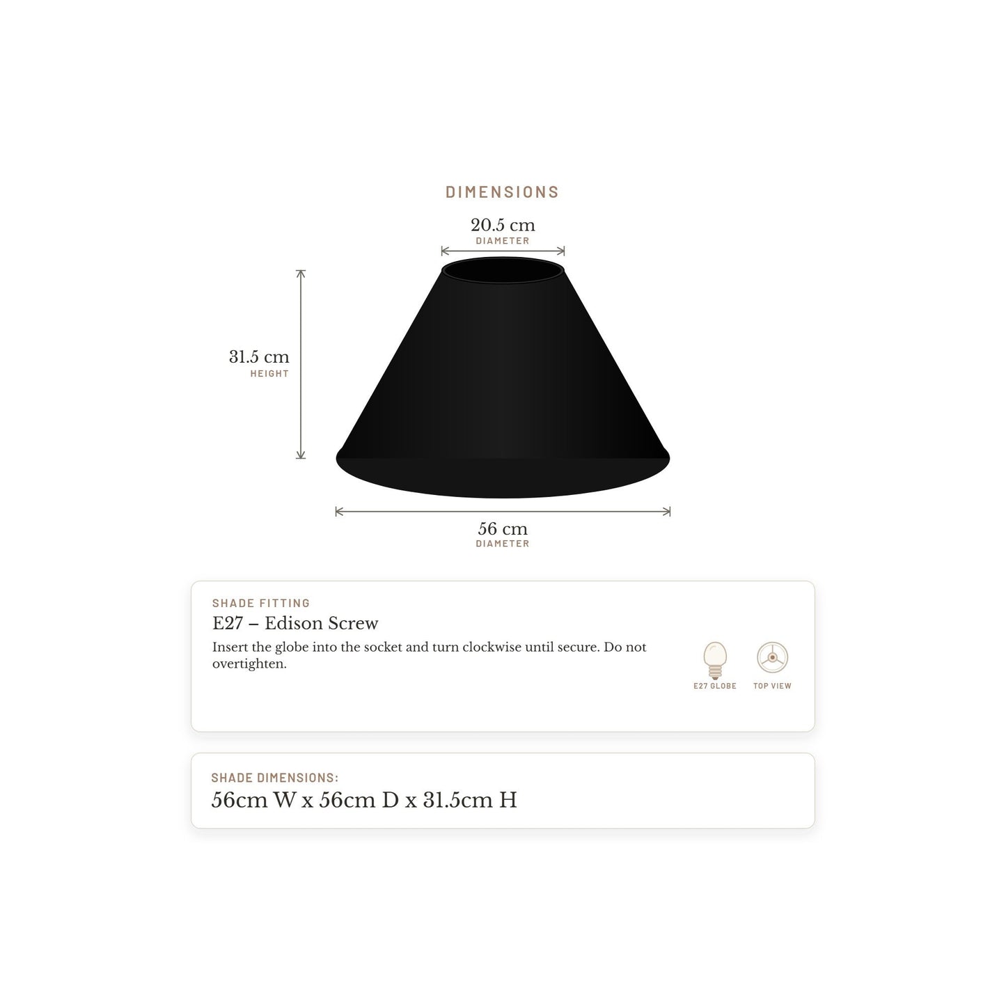 Picasso Table Tapered Shade - Black
