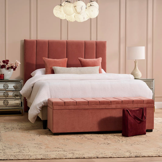 Soho Storage Bench Ottoman - Dusty Rose Velvet