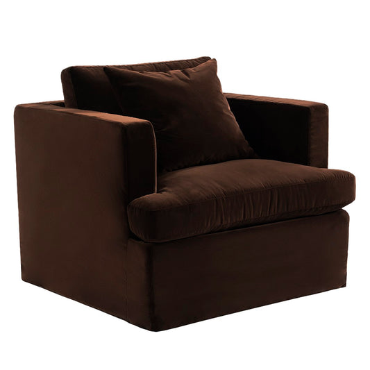 Birkshire Slip Cover Arm Chair - Dark Chocolate Velvet