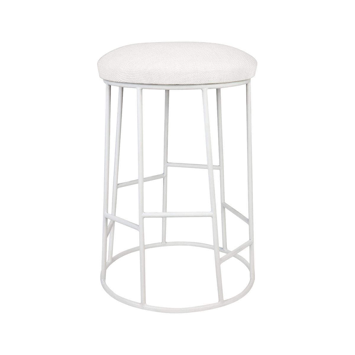 Aiden White Steel Kitchen Stool - Natural Linen