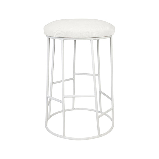 Aiden White Steel Kitchen Stool - Natural Linen