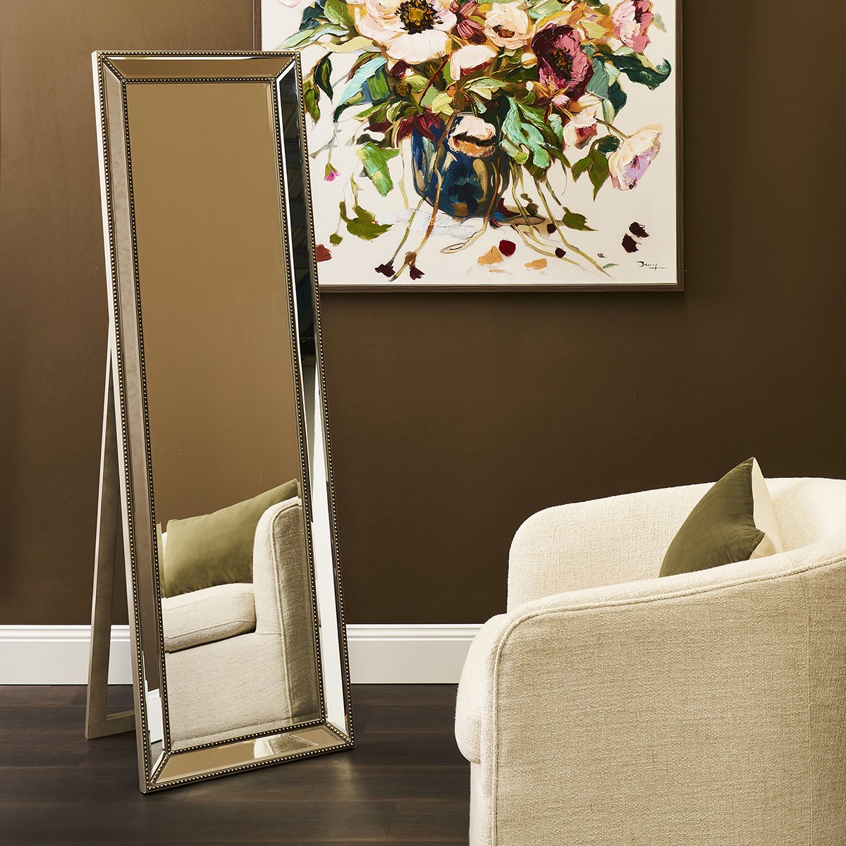 Zeta Cheval Mirror - Antique Silver