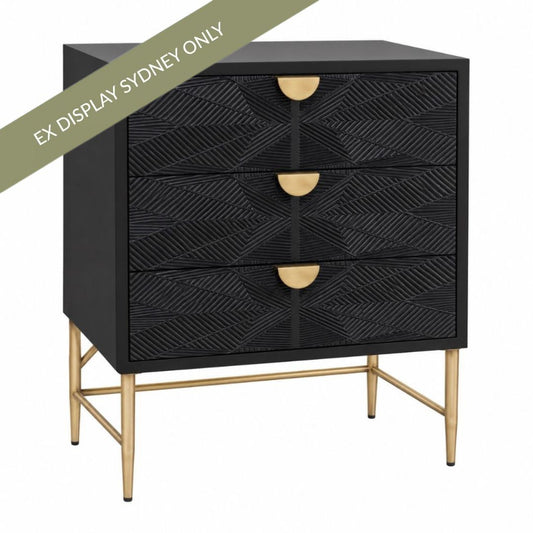 Beatrice 80cm 3 Drawer Chest - Black - OUTLET NSW