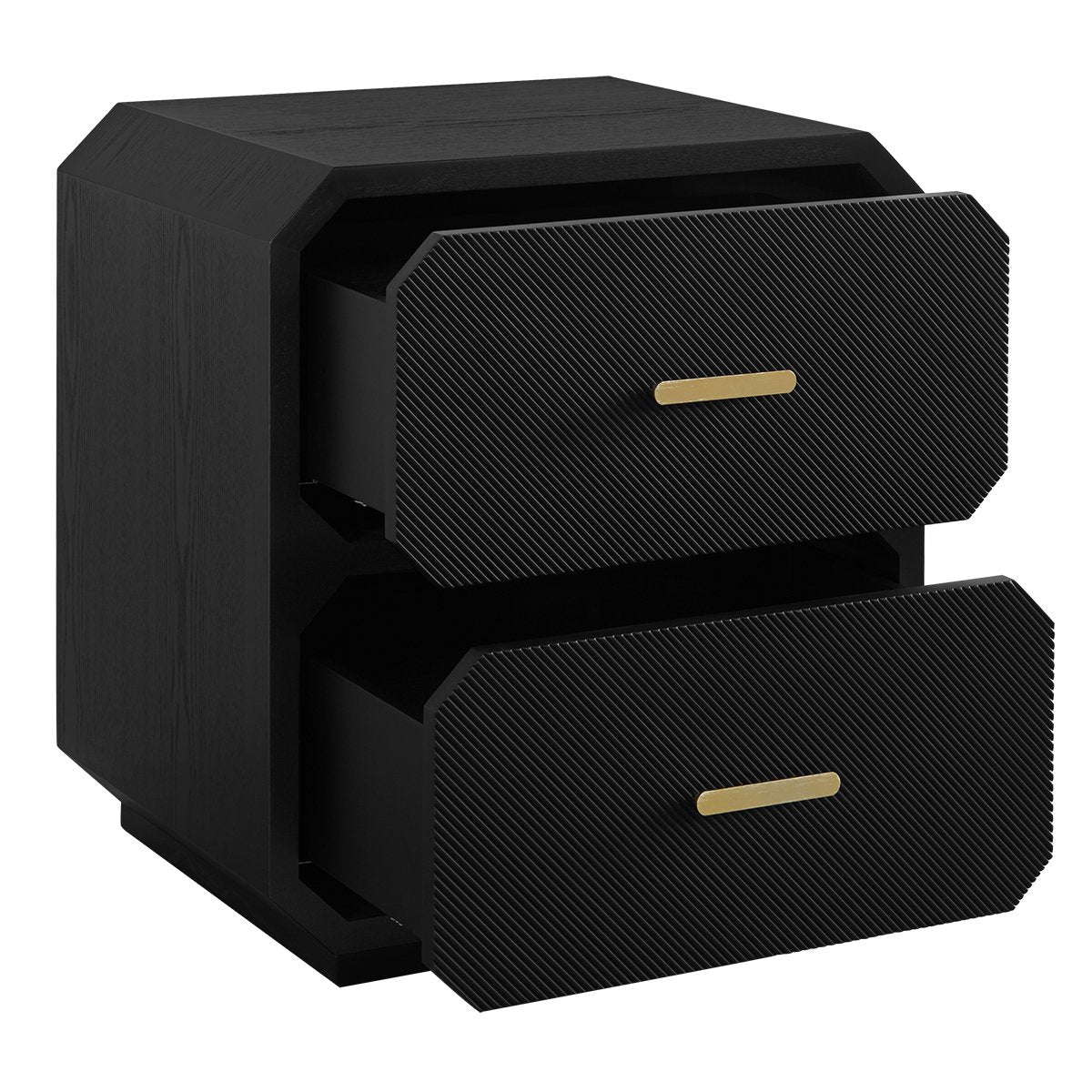 Anderson 2 Drawer Bedside Table - Black