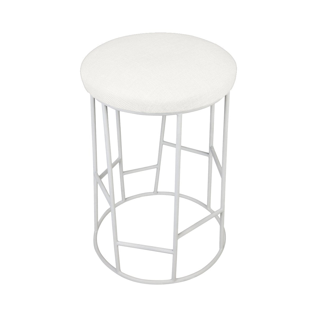 Aiden White Steel Kitchen Stool - Natural Linen