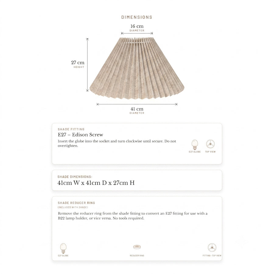 Anya Pleated Empire Shade - Medium Natural - Bulk Buy Qty 5