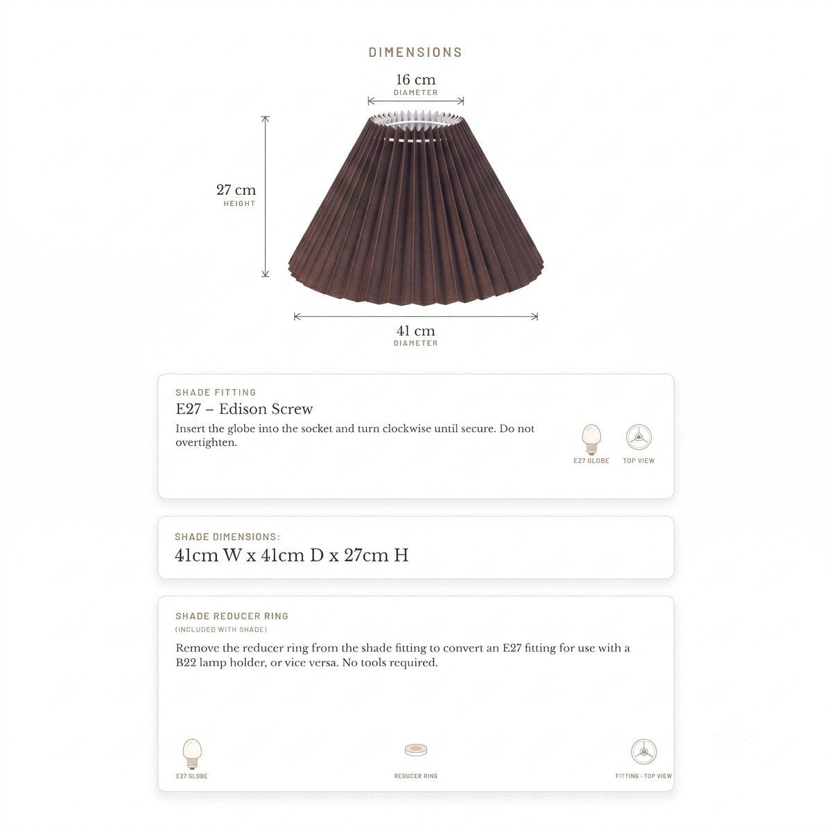 Anya Pleated Empire Shade - Medium Espresso