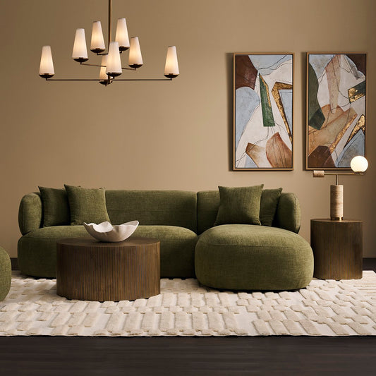 Greenwich Modular 3 Seater Sofa w Right Chaise - Sage Chenille