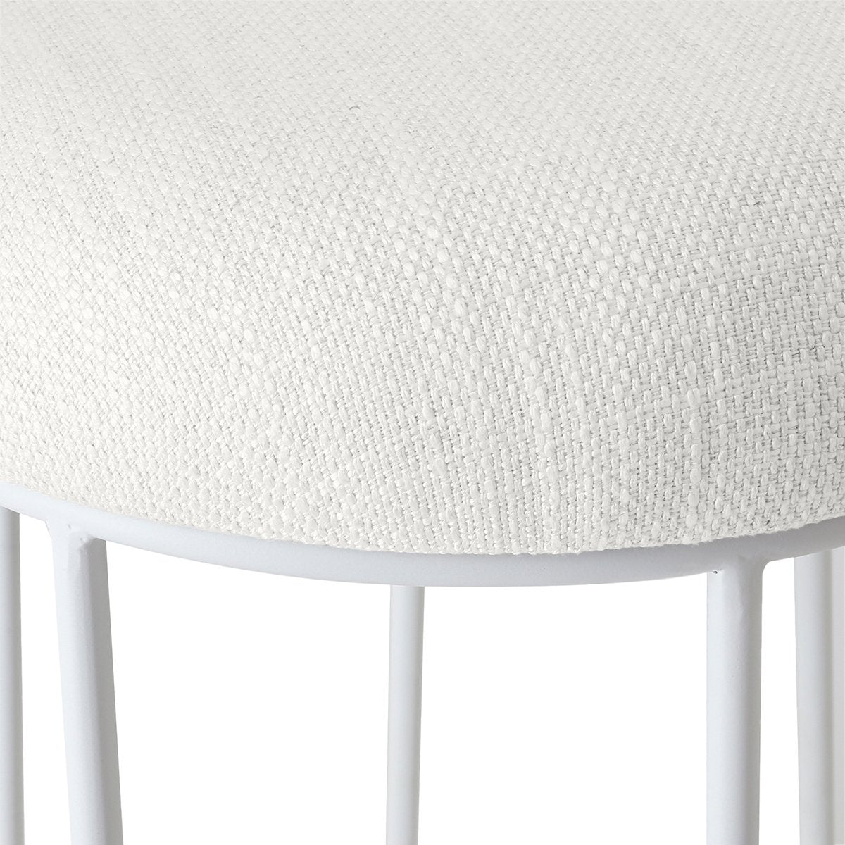 Aiden White Steel Kitchen Stool - Natural Linen