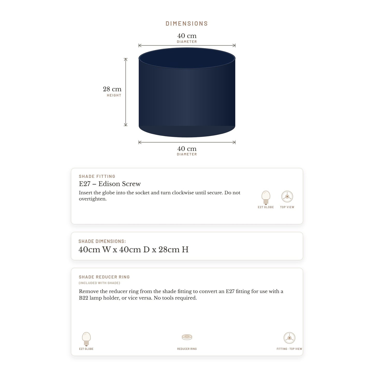 Left Bank Drum Shade - Navy