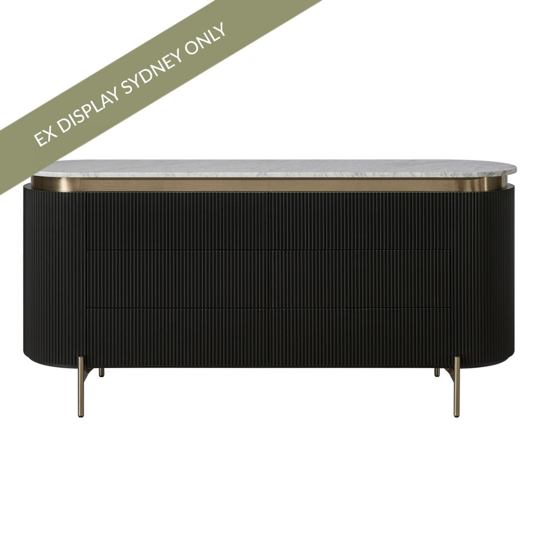 Demarco 6 Drawer Chest - Black - OUTLET NSW