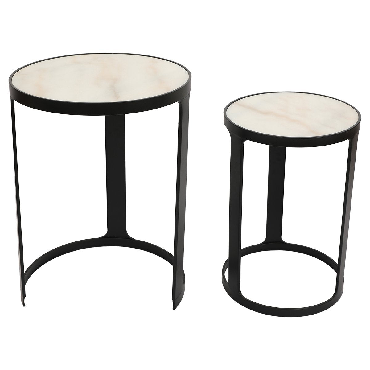 Isabelle Marble Nesting Side Tables - Black