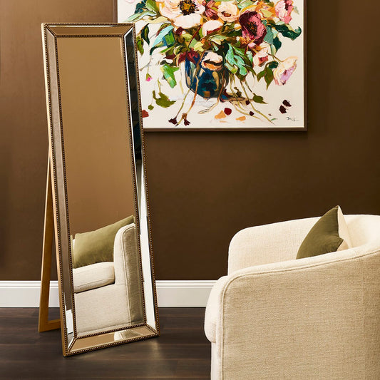 Zeta Cheval Mirror - Antique Gold
