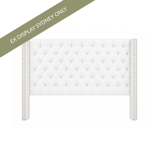 Salamanca Queen Bedhead - White Velvet - OUTLET NSW