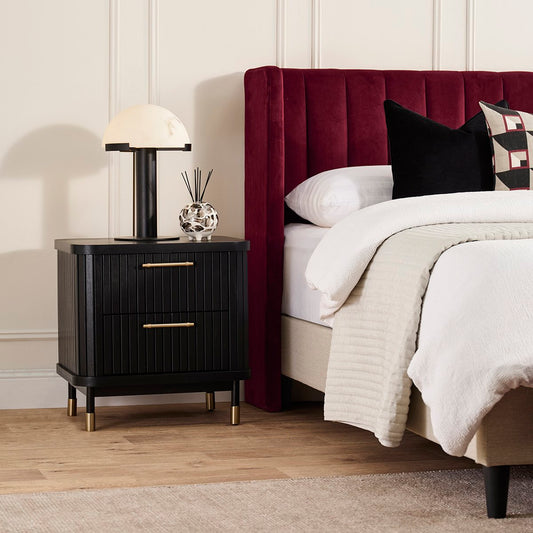 Sophia 60x61cm Bedside Table - Black - OUTLET NSW