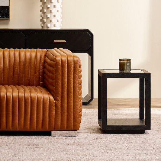 Sadie Oak Square Side Table - Medium Black - OUTLET NSW