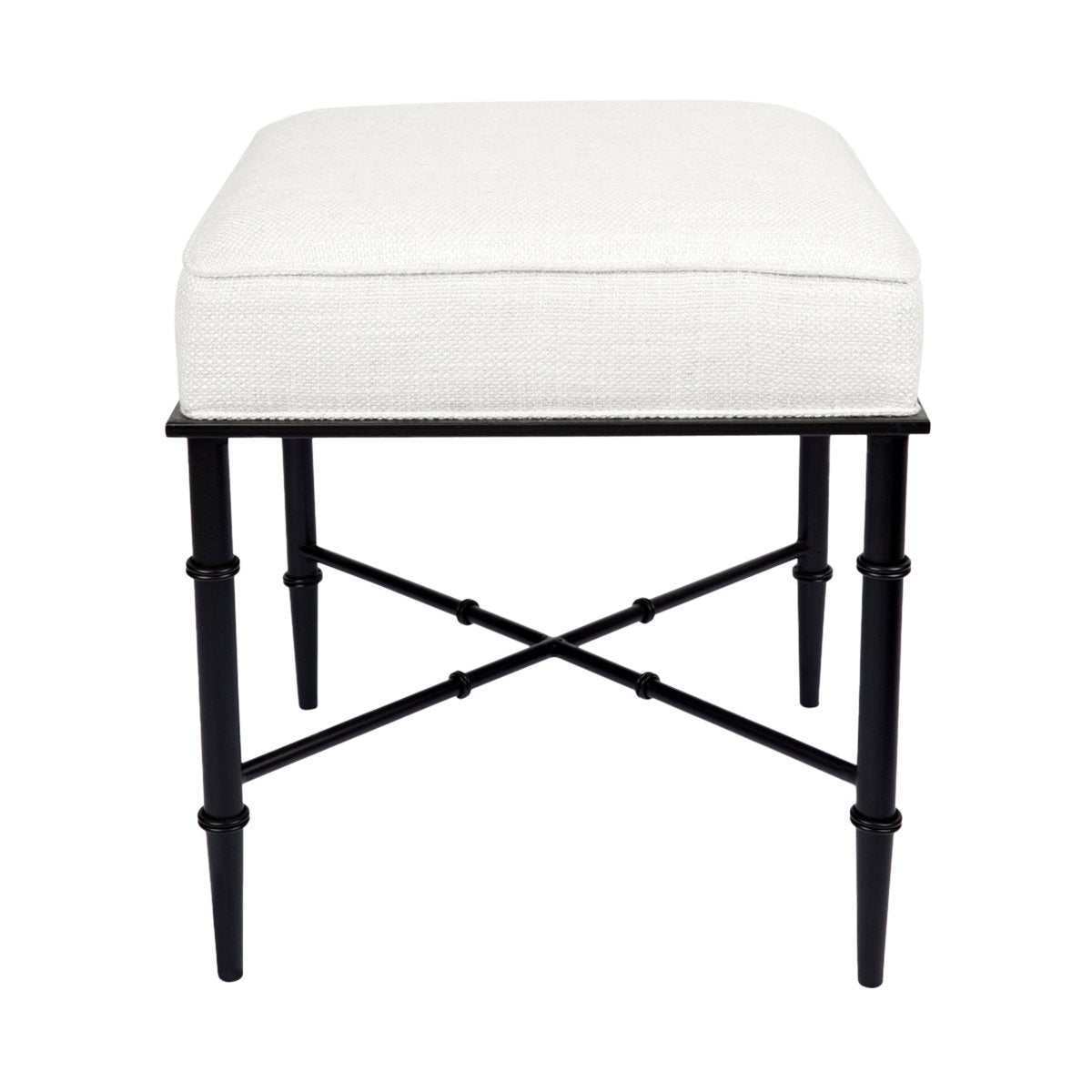 Hacienda Black Iron Stool - Natural Linen