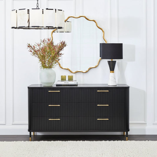 Sophia 160cm 6 Drawer Chest - Black