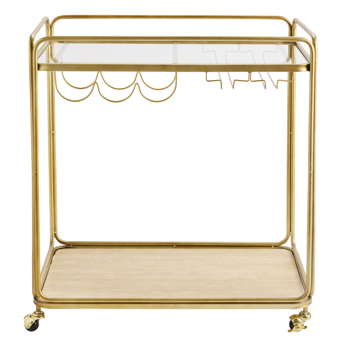 Wentworth Rectangle Bar Cart - Antique Gold