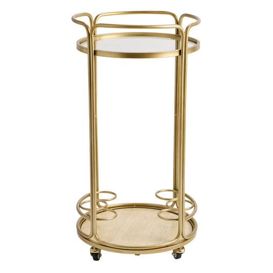 Wentworth Round Bar Cart - Antique Gold