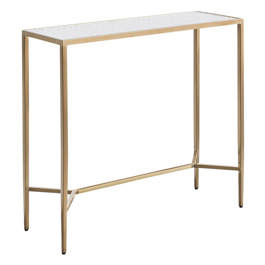 Chloe Rippled Glass Console Table - Small Gold