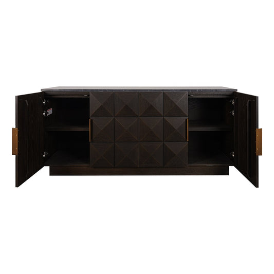 Benedict Smoked Oak Buffet - Black Marble