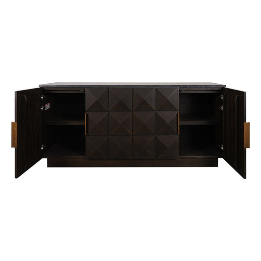 Benedict 170cm Smoked Oak Buffet - Black Marble