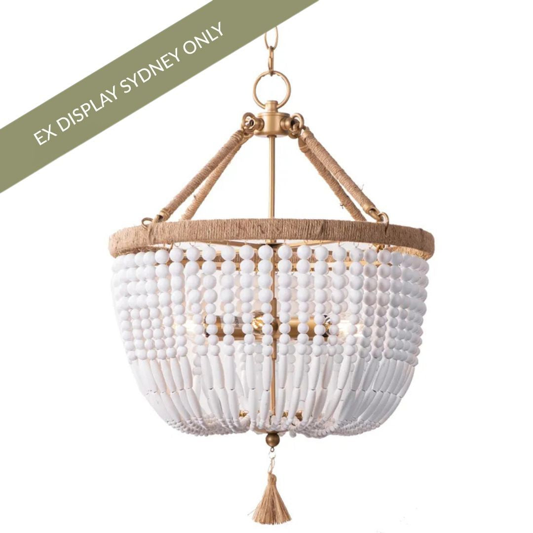 Malabar Beaded Pendant - Small Natural/White - OUTLET NSW