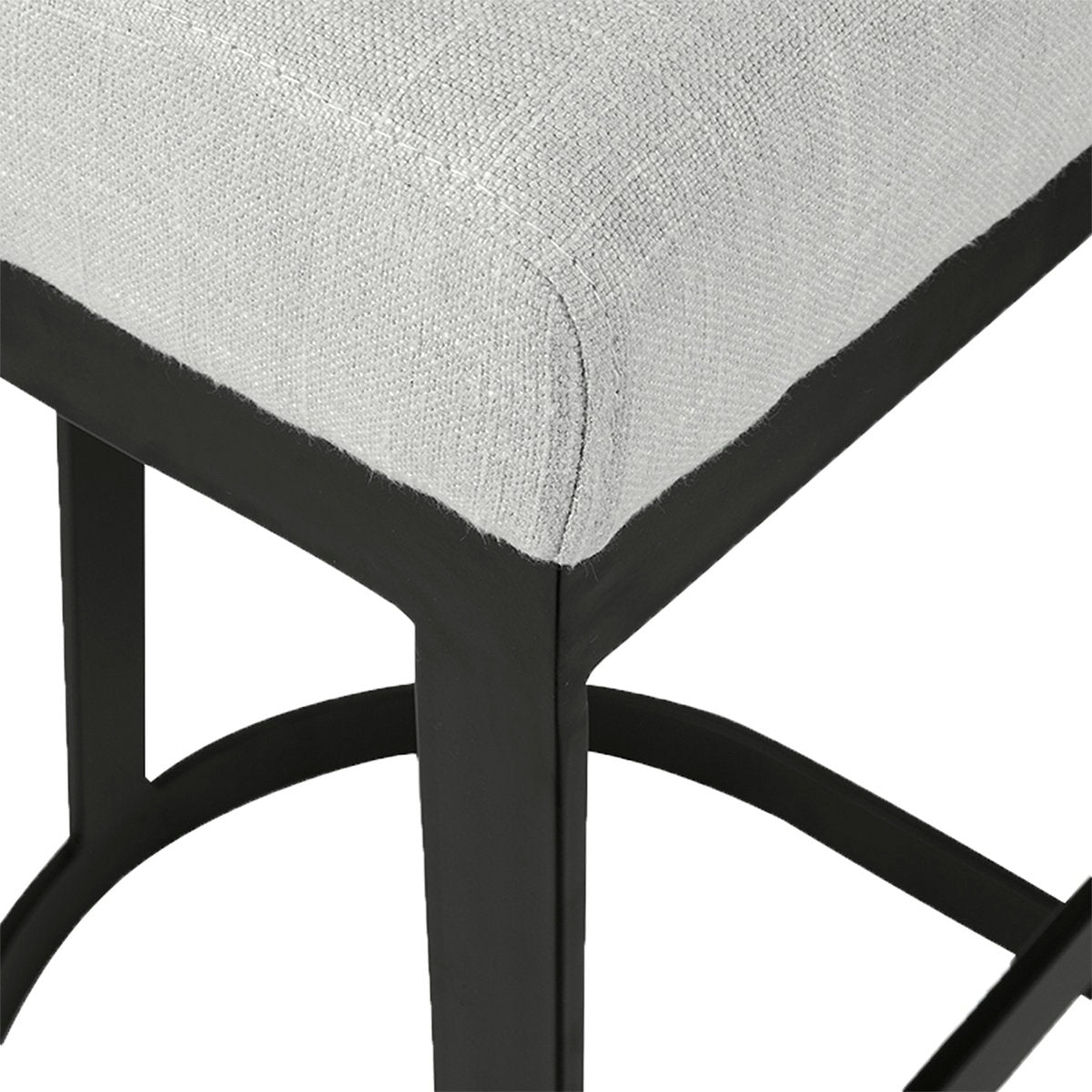 Brooke Black Kitchen Stool - Natural Linen ** Offline pending re-order