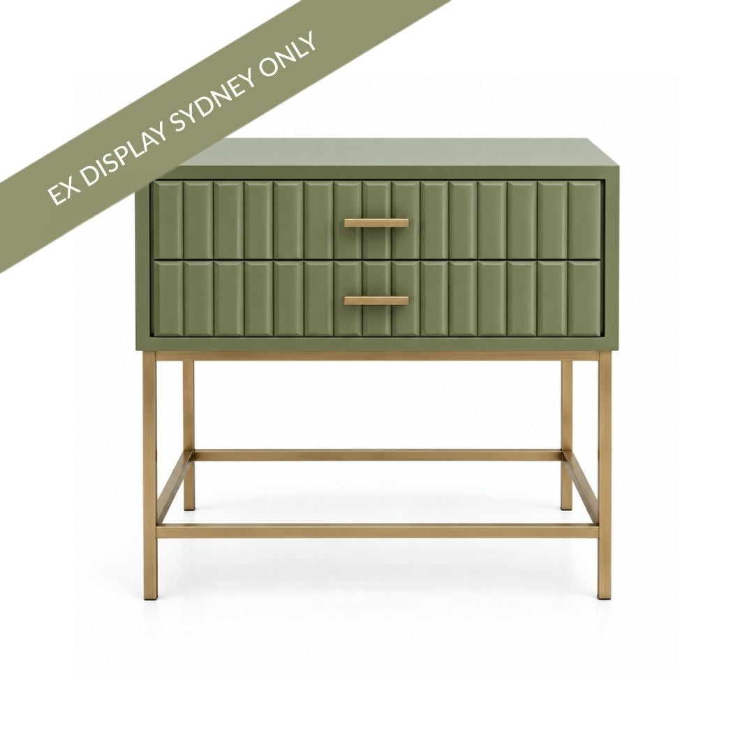 Antler 56.5x60cm Bedside Table - Olive - OUTLET NSW