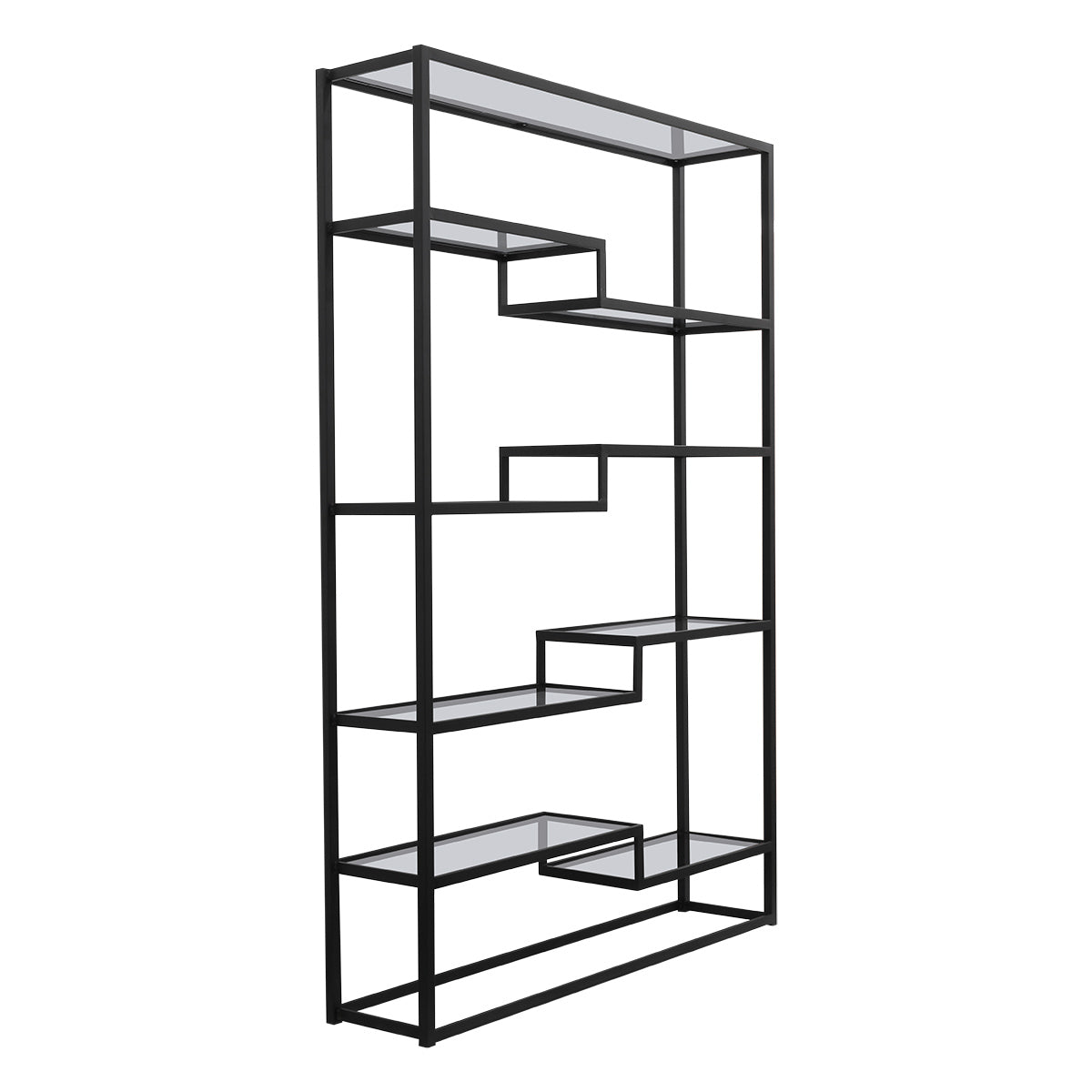 Mistique 130x200cm Glass Shelving Unit - Black