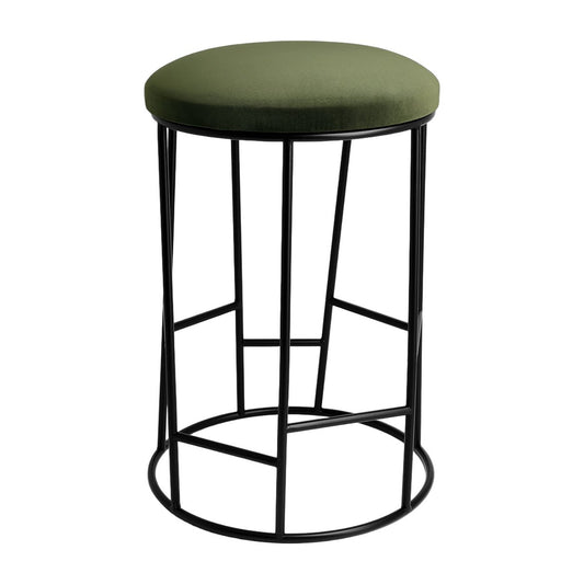 Aiden Black Steel Kitchen Stool - Moss Velvet
